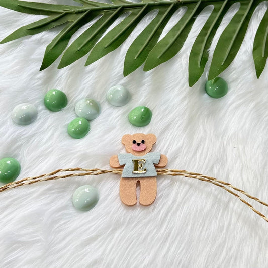 Babble Wrap Handmade Felt Rakhi With Initials - Teddy