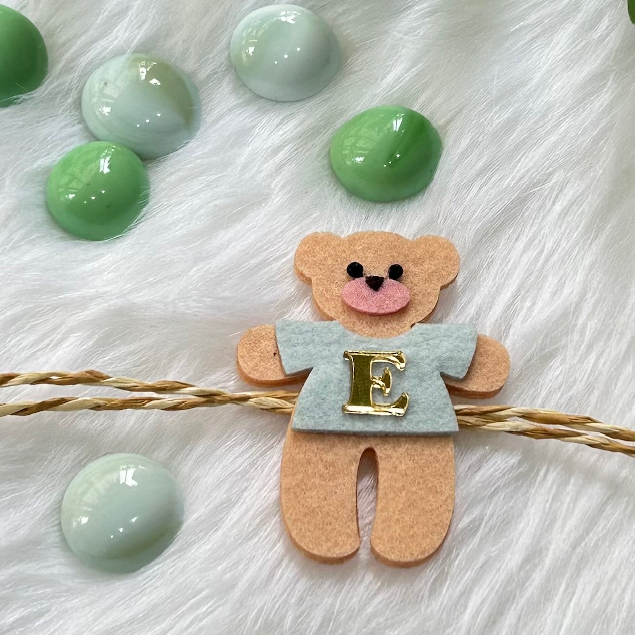 Babble Wrap Handmade Felt Rakhi With Initials - Teddy