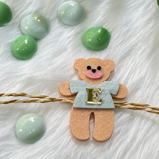 Babble Wrap Handmade Felt Rakhi With Initials - Teddy