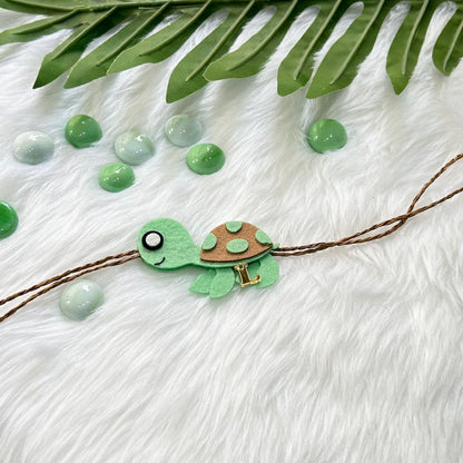 Babble Wrap Handmade Felt Rakhi With Initials - Turtle Tie
