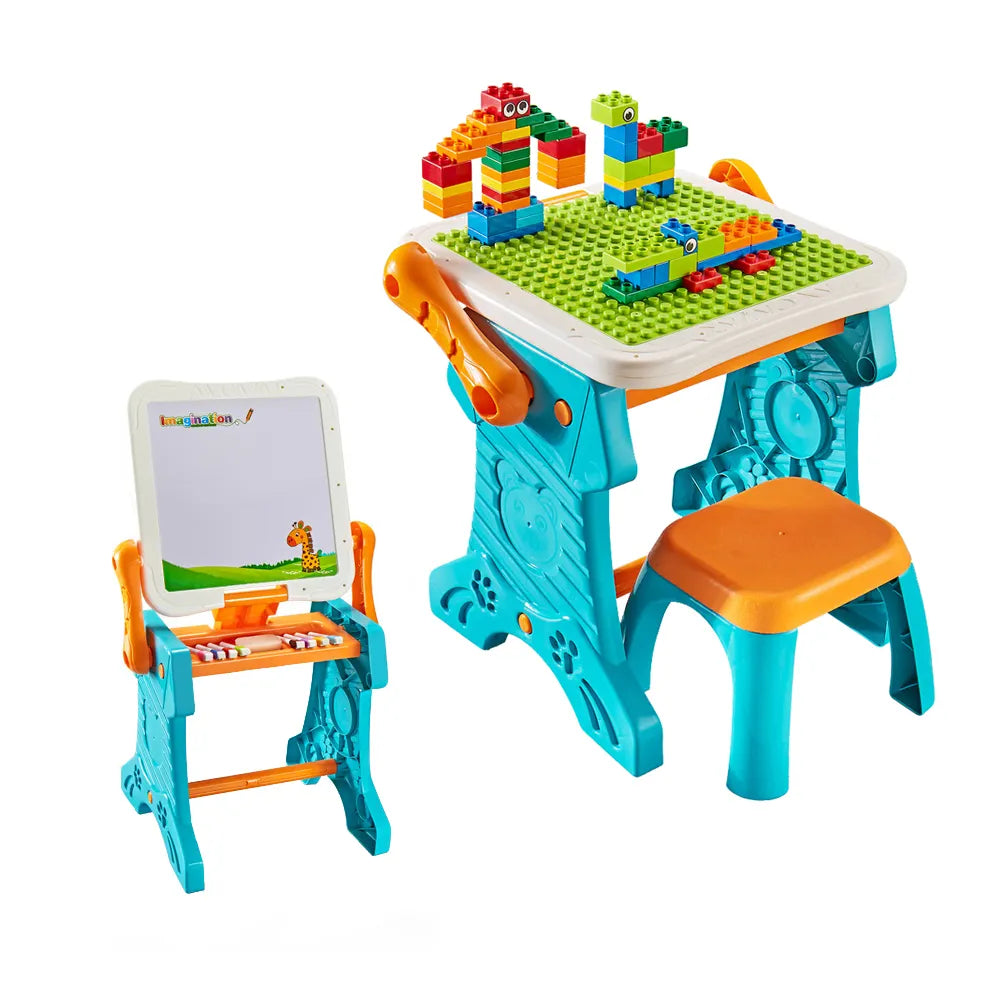 2 in 1 DIY Building Blocks Table and Drawing Table