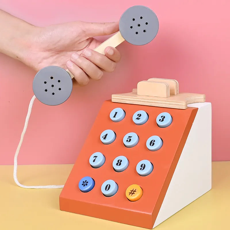 Wooden Retro Phone Role Play Telephone Toys