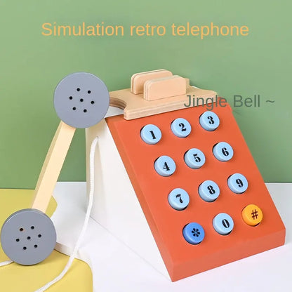 Wooden Retro Phone Role Play Telephone Toys