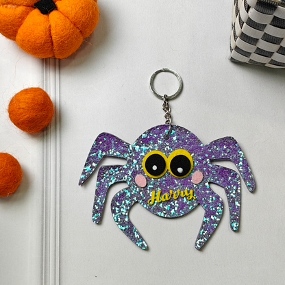 Personalized Halloween Keychain – Sparkle Spider