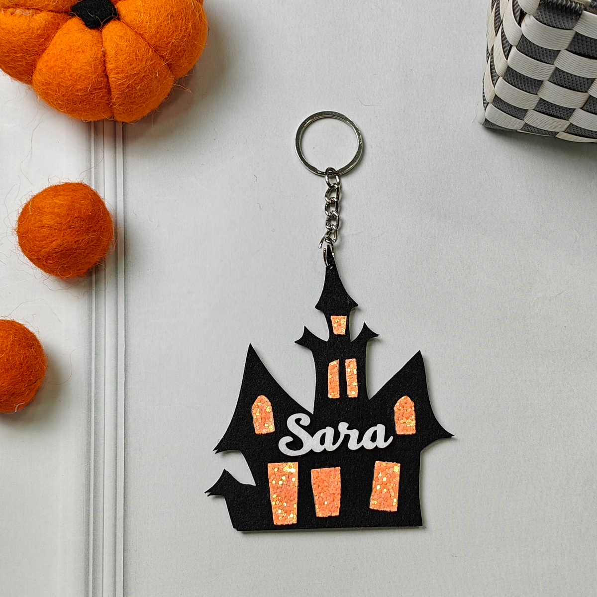 Personalized Halloween Keychain – Haunted House