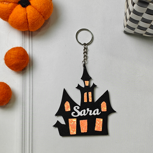 Personalized Halloween Keychain – Haunted House