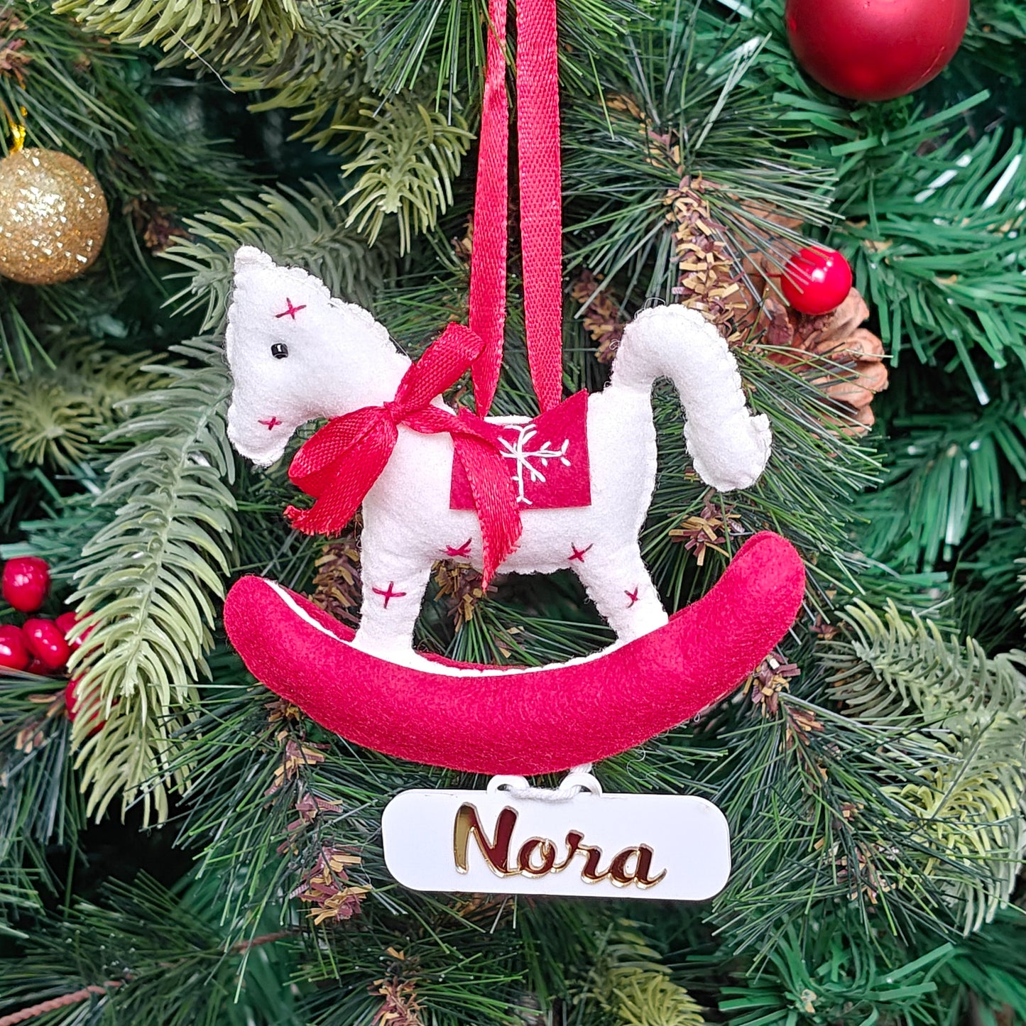 Snowy Rocking Horse Ornament