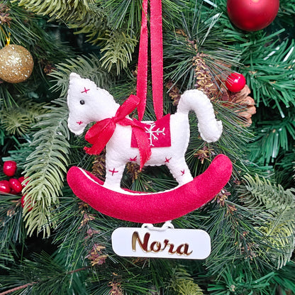 Snowy Rocking Horse Ornament