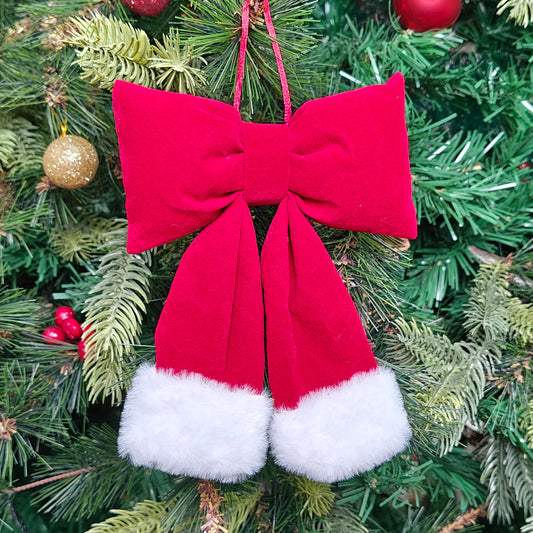 Furry Festive Bow Ornament