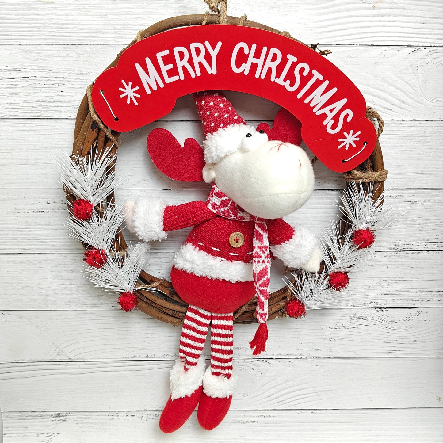 Frosted Joy Wreath - Reindeer