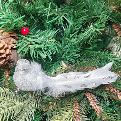 Silver Glitter Grace Clip-On Bird - Set of 2