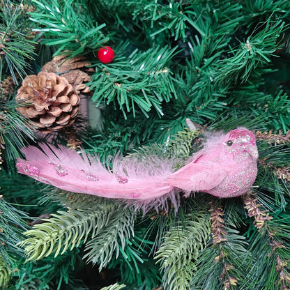 Pink Glitter Grace Clip-On Bird - Set of 2