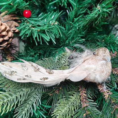 Champagne Glitter Grace Clip-On Bird - Set of 2