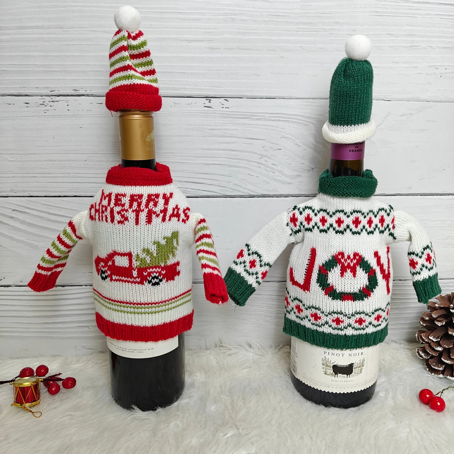 Knit Sweater Wine Bottle Covers - Set of 2
