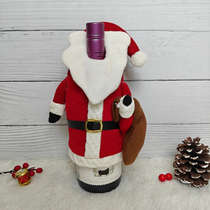 Plush Santa With a Sack Wine Bottle Cover