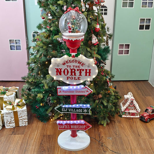 Light-Up North Pole Signpost