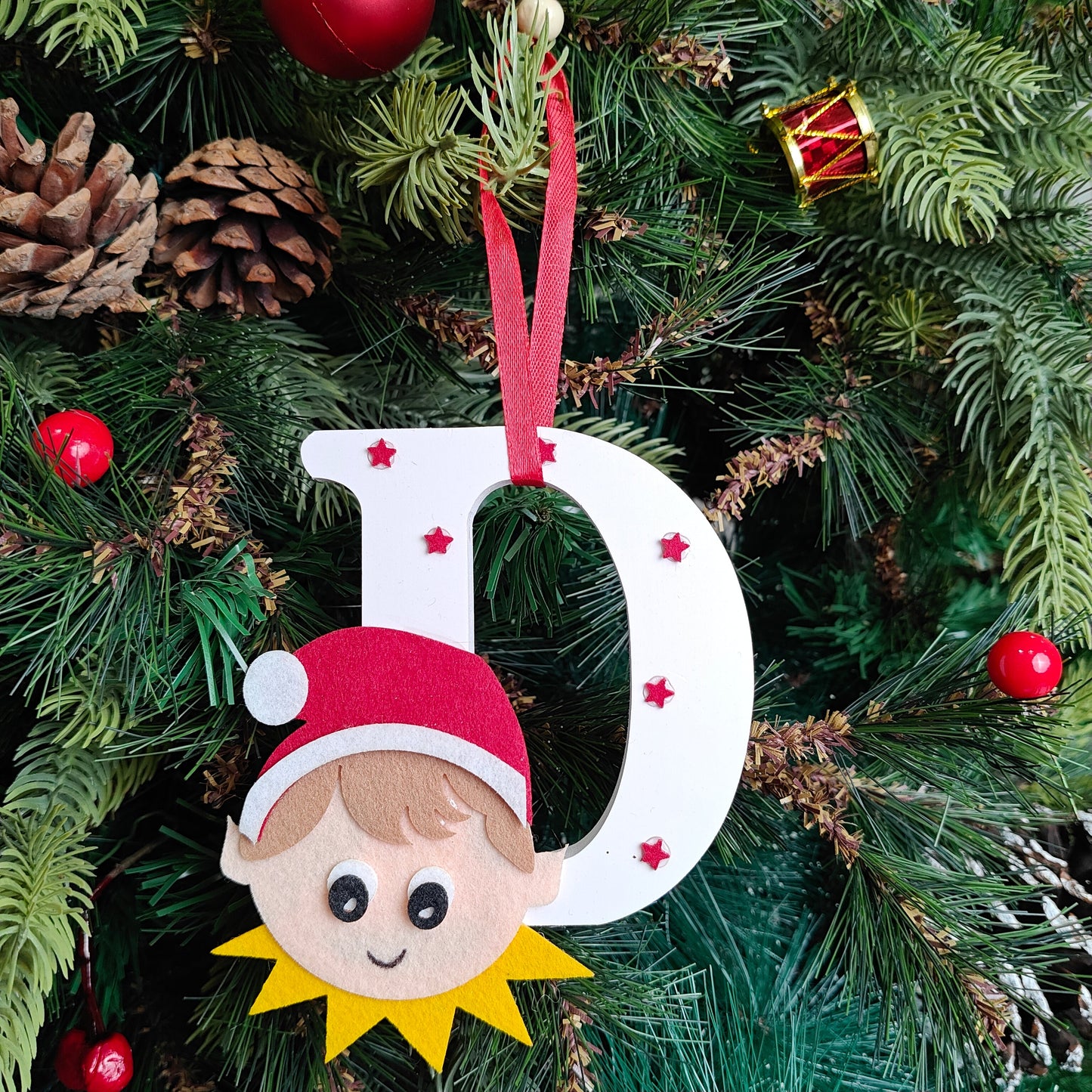 Elf Monogram Charm Ornament