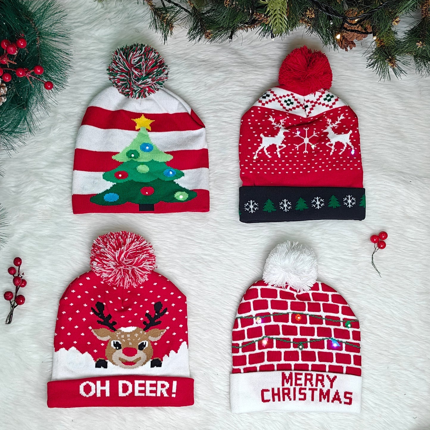 Merry Glow Knit LED Beanie