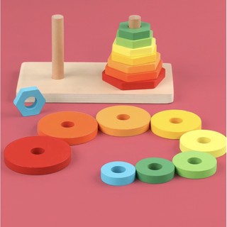 Montessori Double Tower Stacker (Wooden)