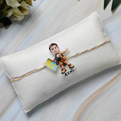 Babble Wrap Personalised Caricature Rakhi - Miss Adventure