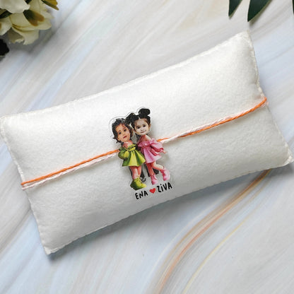 Babble Wrap Personalised Caricature Rakhi - Twin Legends