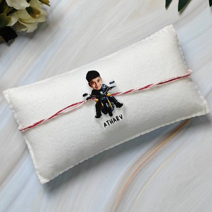 Babble Wrap Personalised Caricature Rakhi - Biker Bro