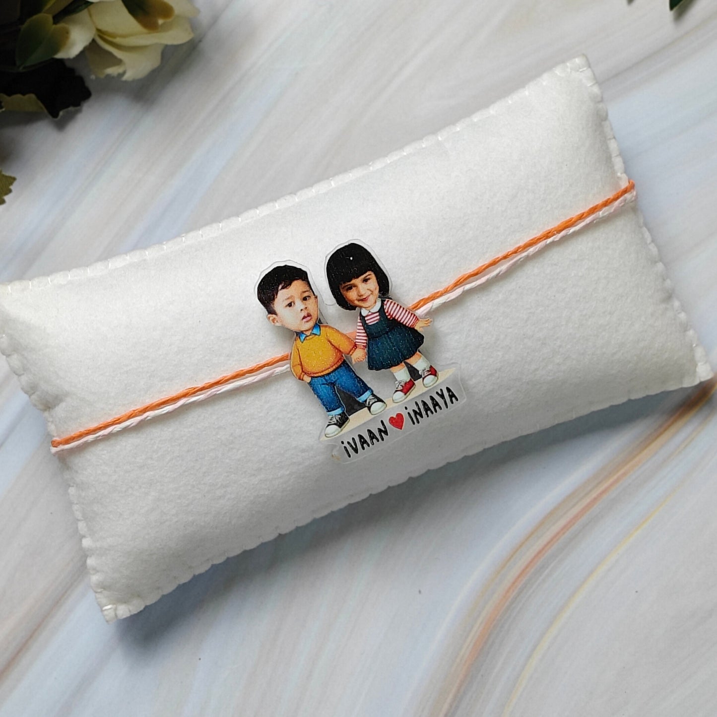 Babble Wrap Personalised Caricature Rakhi -Partners in Crime