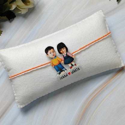 Babble Wrap Personalised Caricature Rakhi -Partners in Crime