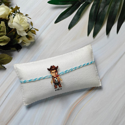 Babble Wrap Personalised Caricature Rakhi - Cow Boy