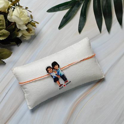 Babble Wrap Personalised Caricature Rakhi - Dynamic Duo
