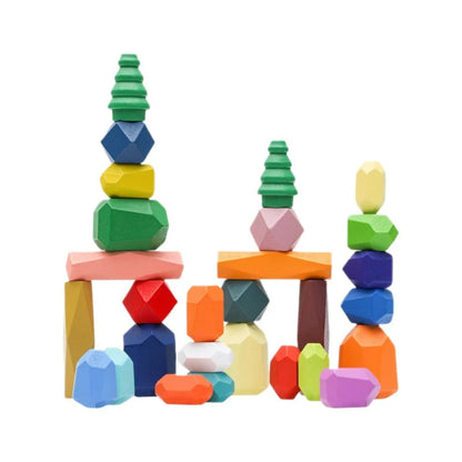 28 Pcs Nordic Wooden Stacking Stones