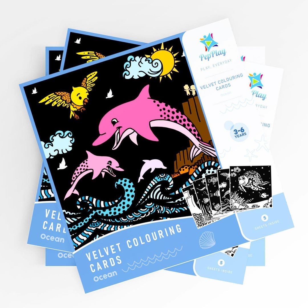 Velvet Coloring Cards Wild And Ocean Theme