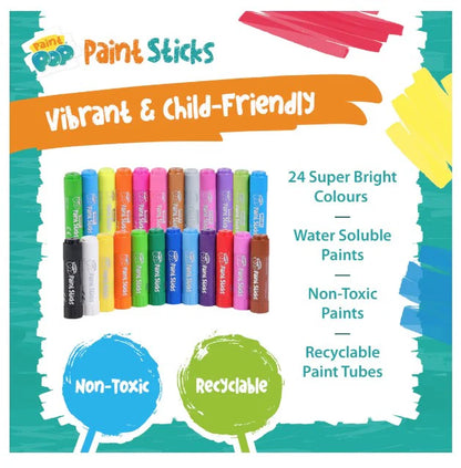 Paint Pop: Assorted Colors Quick Dry Paint Sticks, Pack of 24