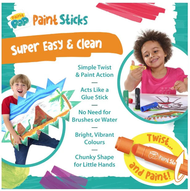 Paint Pop: Assorted Colors Quick Dry Paint Sticks, Pack of 24