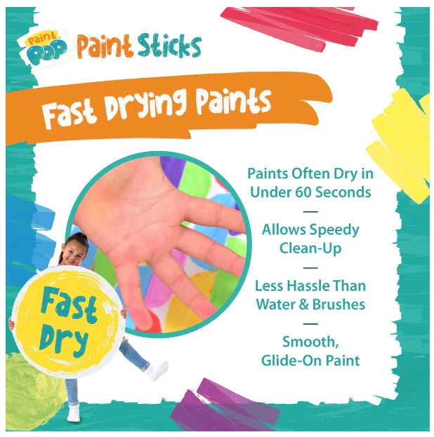 Paint Pop: Assorted Colors Quick Dry Paint Sticks, Pack of 24