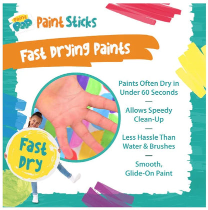 Paint Pop: Assorted Colors Quick Dry Paint Sticks, Pack of 24