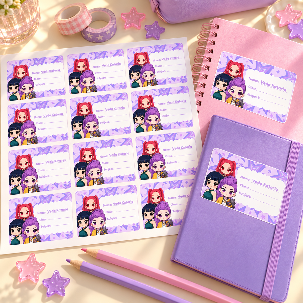 Personalised Book Name Labels for Kids | KPOP