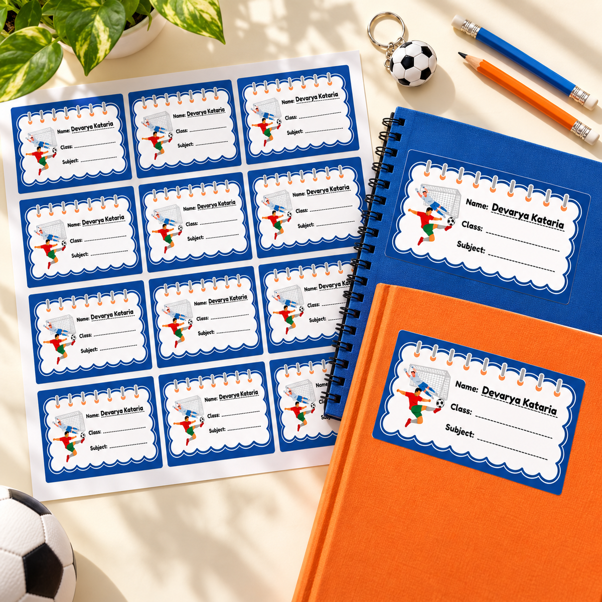 Personalised Book Name Labels for Kids | Football