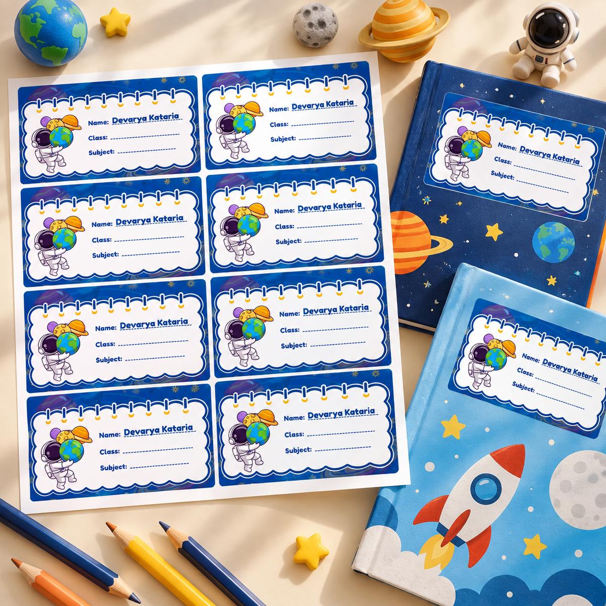 Personalised Book Name Labels for Kids | Little AstronautV
