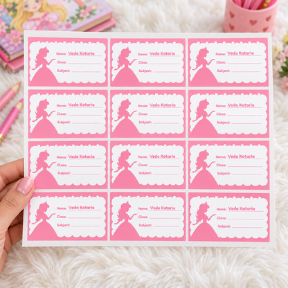 Personalised Book Name Labels for Kids | Princess