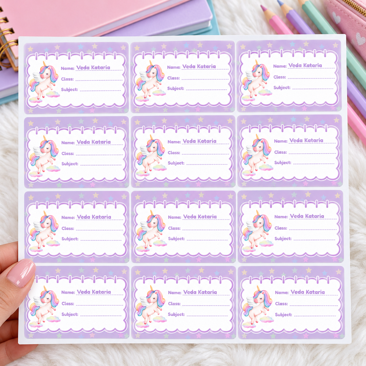 Personalised Book Name Labels for Kids | Unicorn