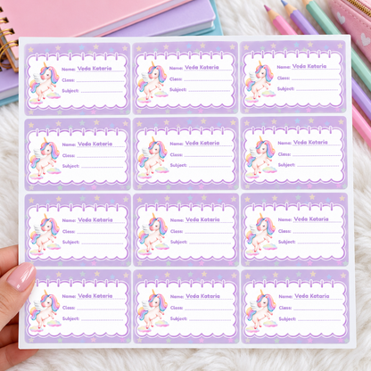 Personalised Book Name Labels for Kids | Unicorn