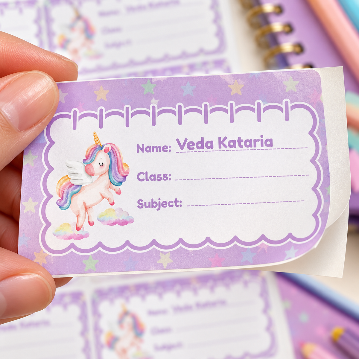 Personalised Book Name Labels for Kids | Unicorn