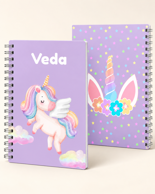 Personalised Unicorn Spiral Notebook for Kids