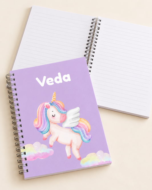 Personalised Unicorn Spiral Notebook for Kids