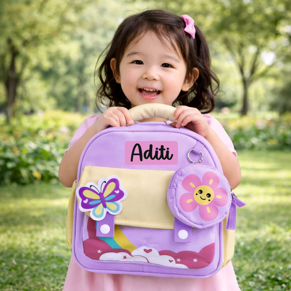 Rainbow Butterfly Preschool Backpack with Mini Pouch