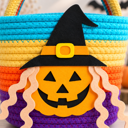 Pumpkin Witch Halloween Jute Basket