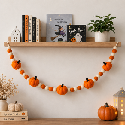 Pumpkin Pompom Bunting – Autumn Glow