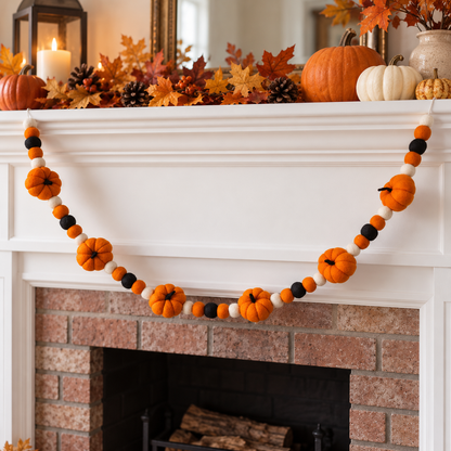 Pumpkin Pompom Bunting – Spooky Nightfall