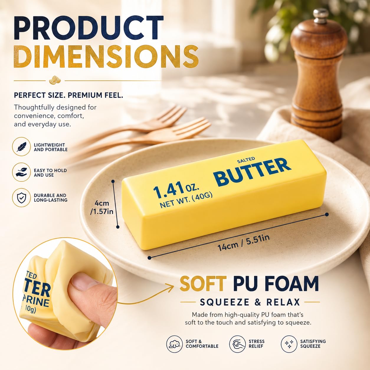  Realistic Butter Stick Squishy | Portable 40g | Perfect For Teens & Adults